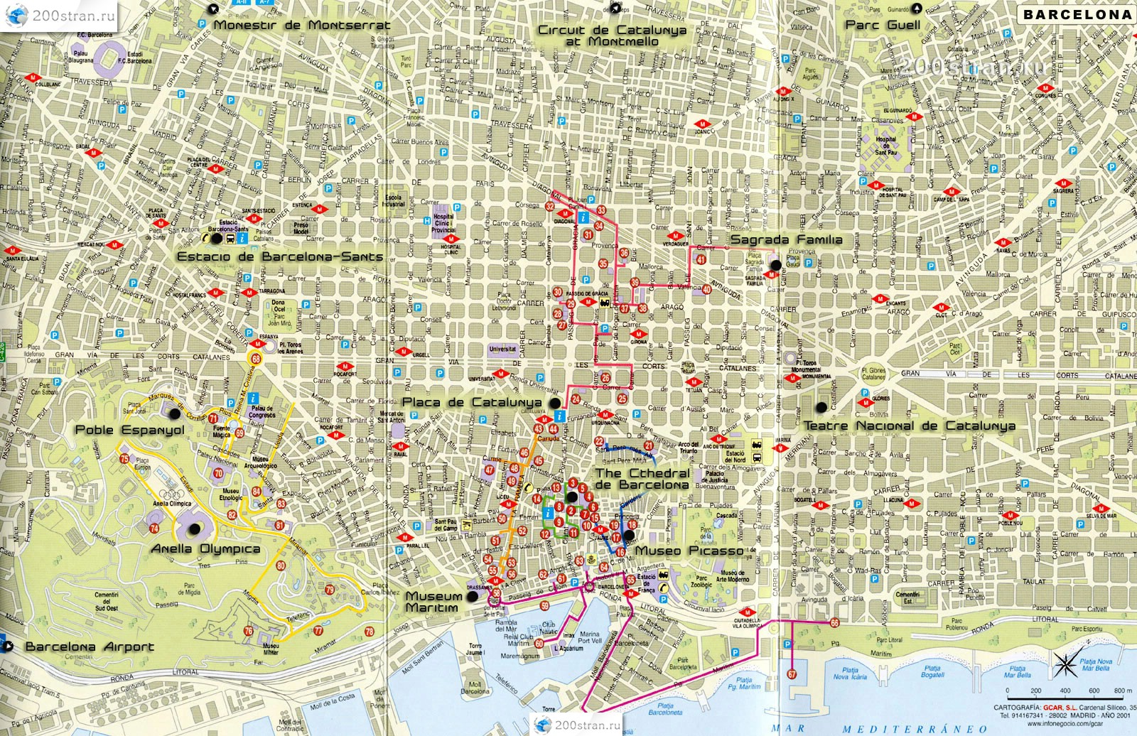 Карта Барселоны Map of Barcelona