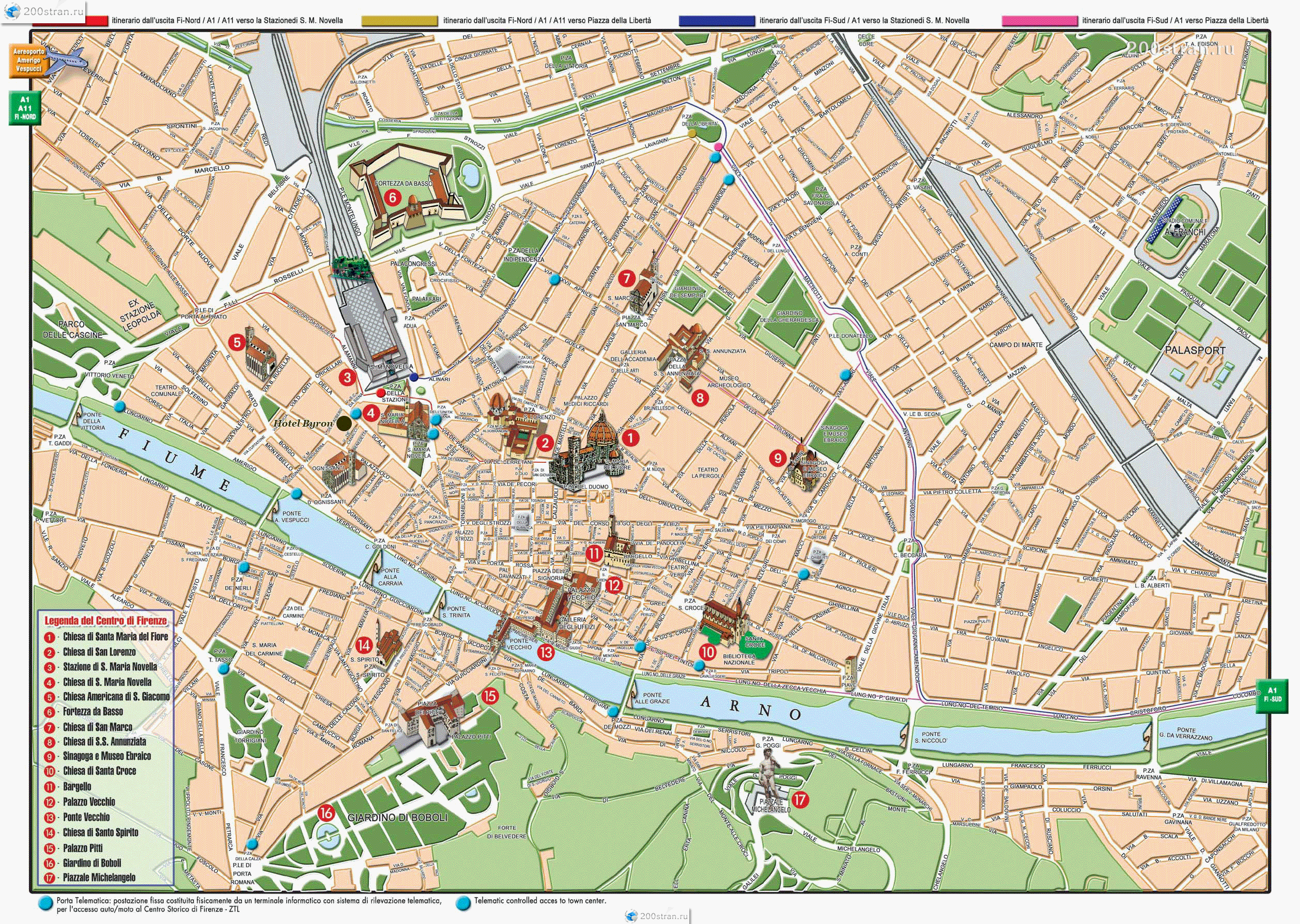 Подробная карта Флоренции | Detailed map of Florence