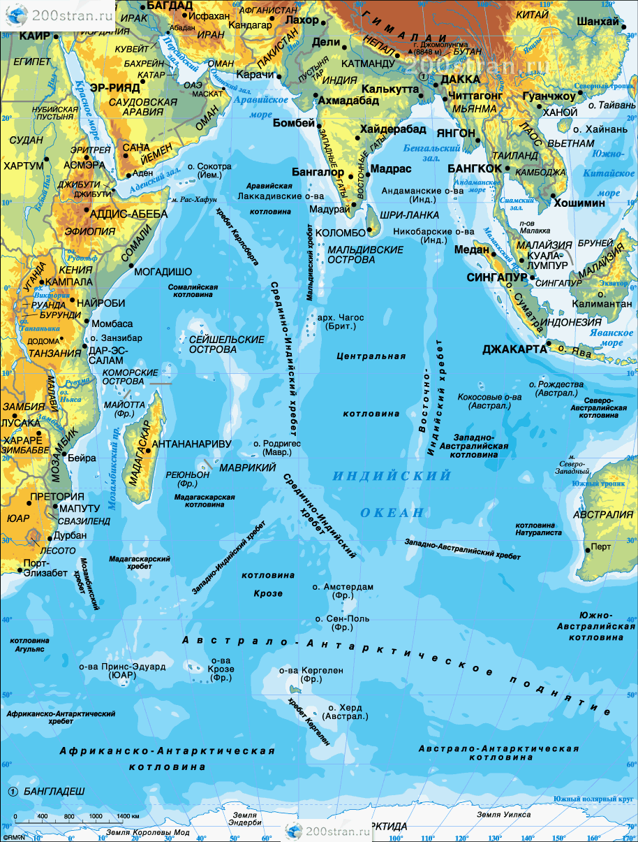 География 7 класс готовая контурная карта индийский океан
