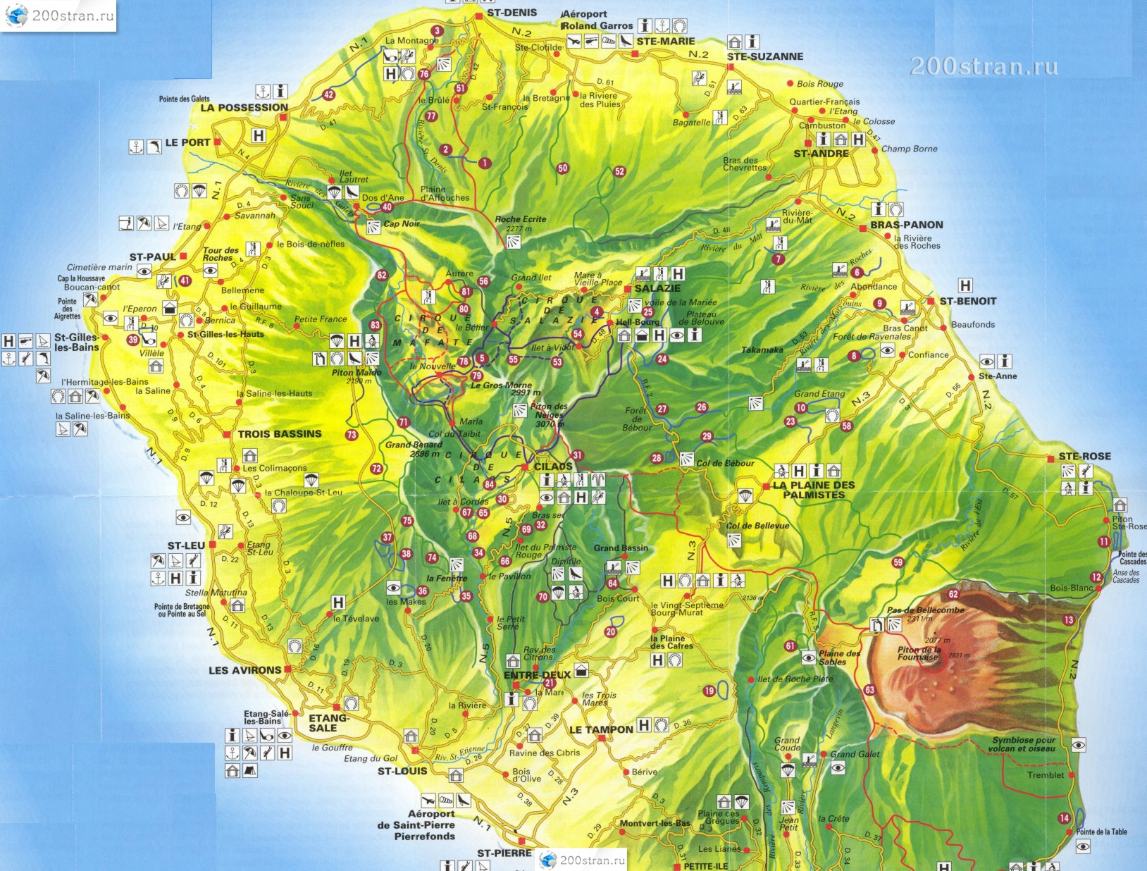 Карта Реюниона | Map of Reunion