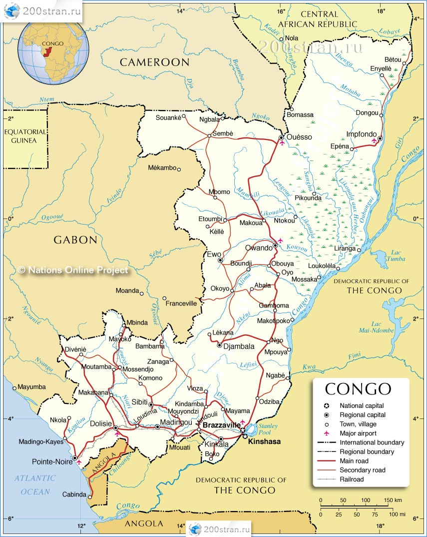 Карта Республики Конго | Map of the Republic of the Congo