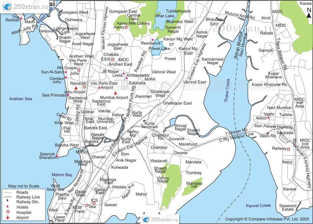 Карта центра Мумбаи (Бомбея) | Map center Mumbai (Bombay)