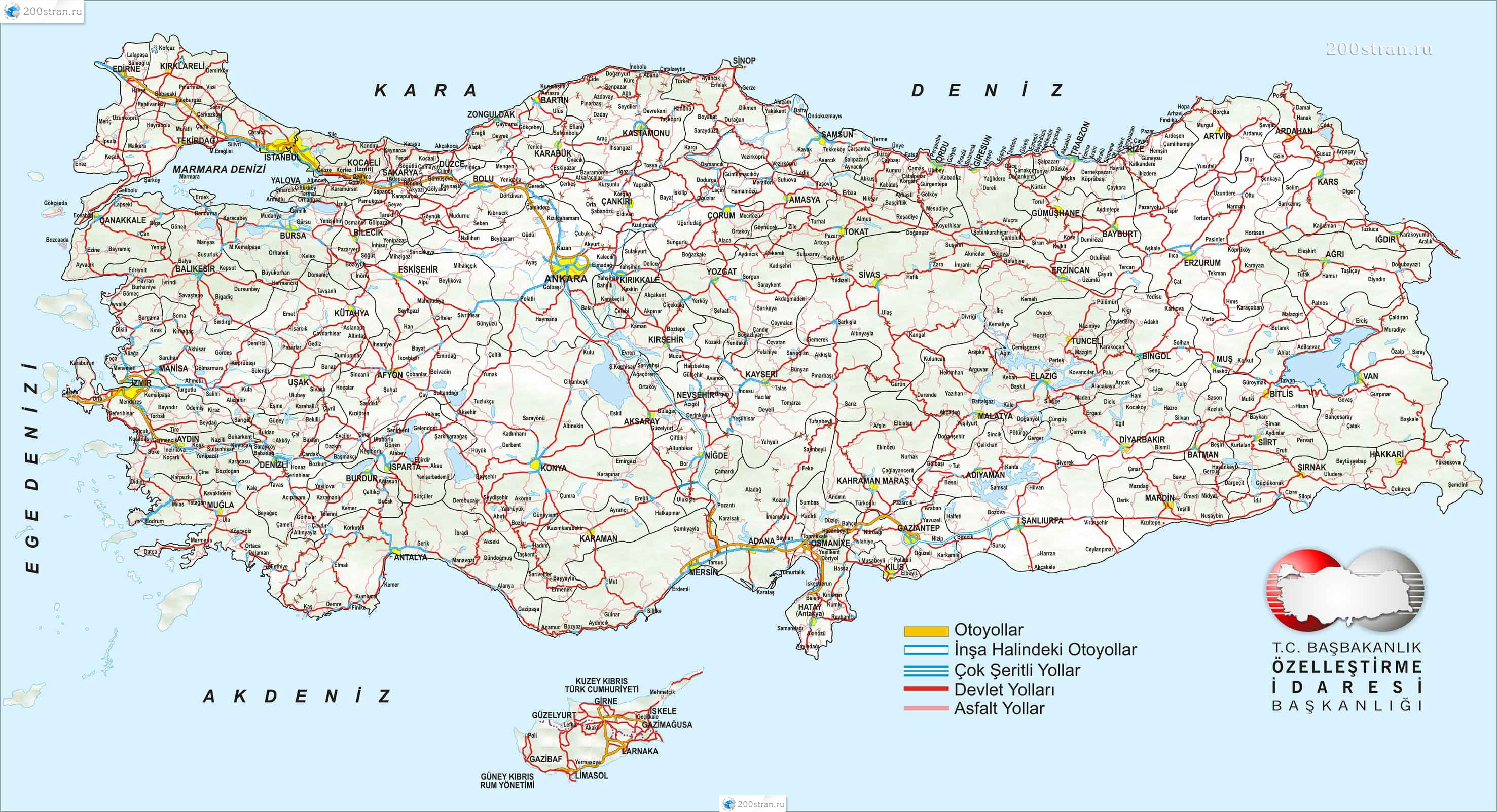 Карта Турции | Map of Turkey