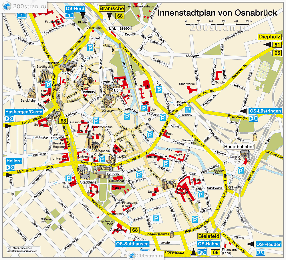 Карта Оснабрюка | Map of Osnabruck