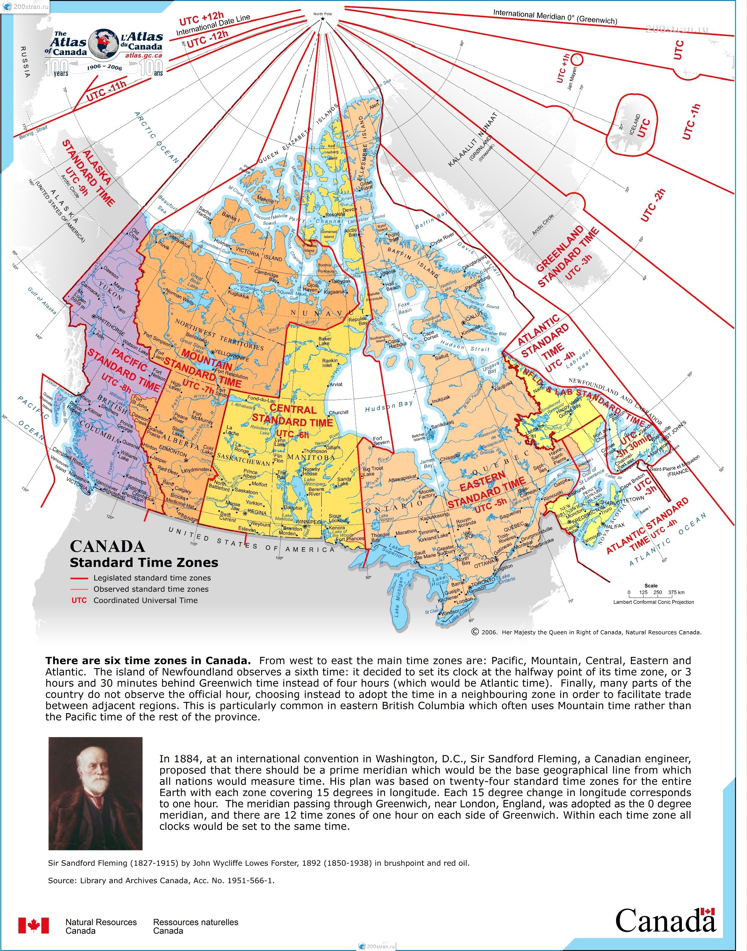 Карта часовых поясов Канады Time zone of Canada