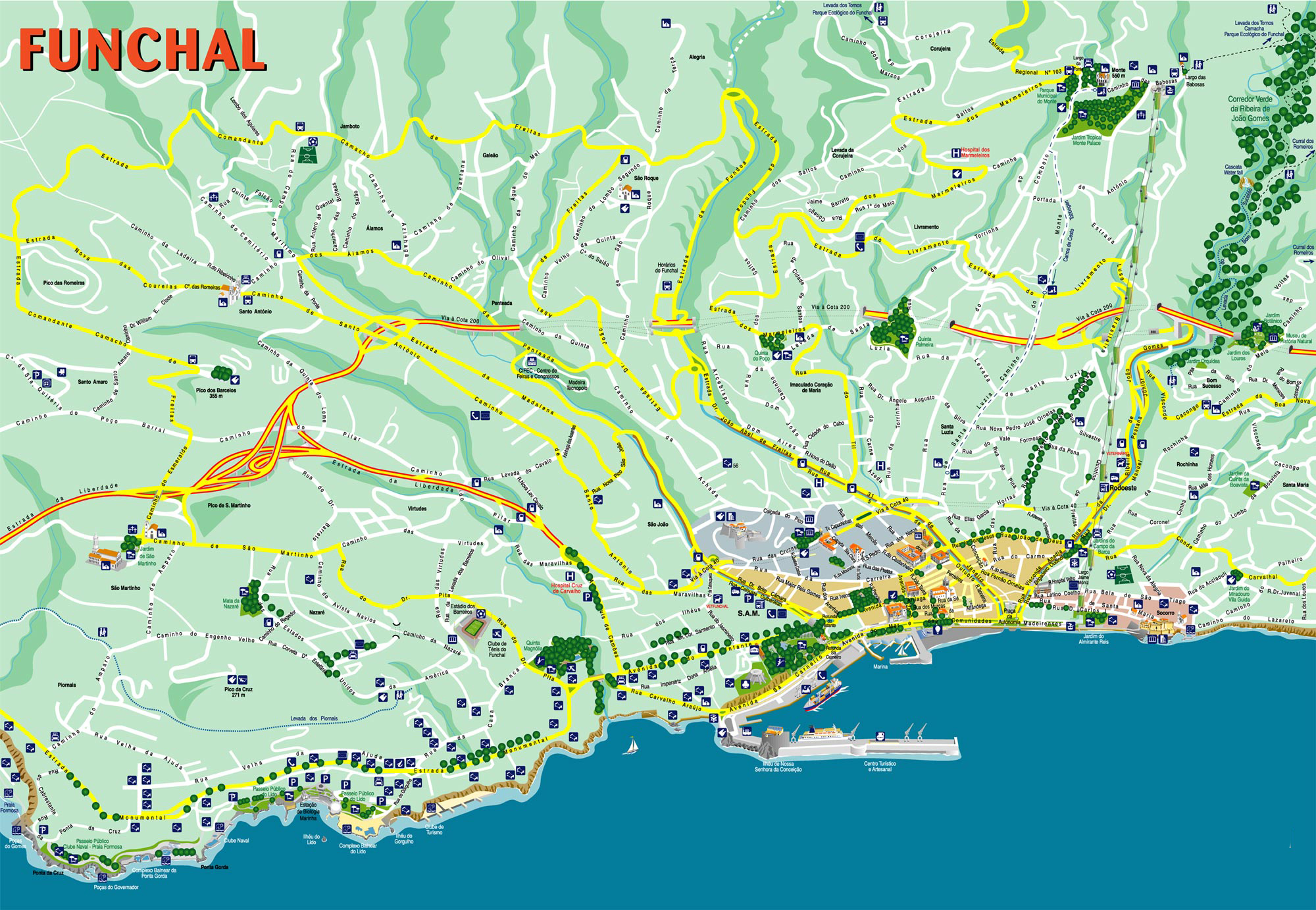 Подробная карта Фуншала | Detailed map of Funchal
