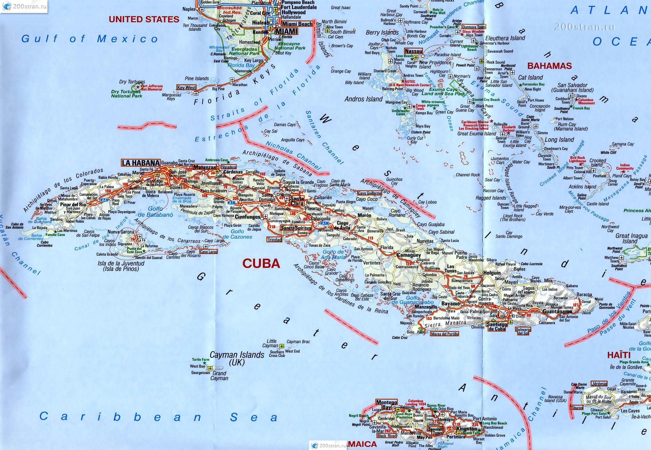 Подробная карта Кубы | 