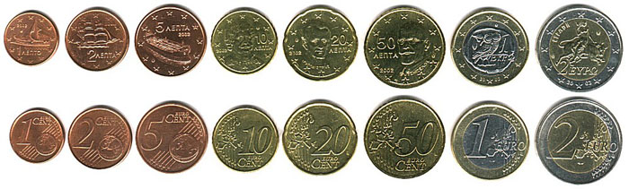 Монеты Евро в Греции